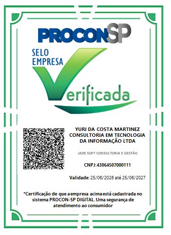 Certificado PROCON-SP Digital — JadeSoft Empresa Verificada
