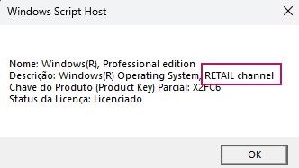 Tipo Licença Windows